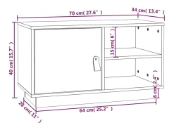 Mueble de TV de madera maciza de pino negro 70x34x40 cm