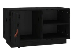 Mueble de TV de madera maciza de pino negro 70x34x40 cm