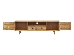 Mueble de TV de madera maciza de mango 140x30x40 cm