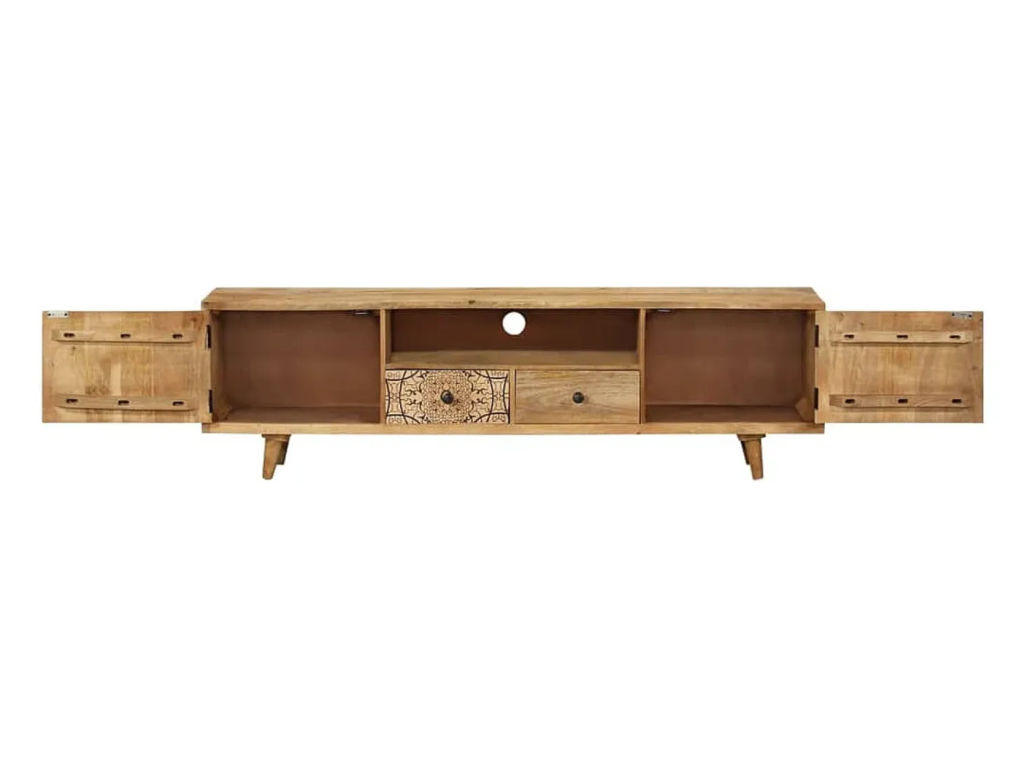Mueble de TV de madera maciza de mango 140x30x40 cm