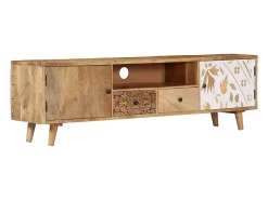 Mueble de TV de madera maciza de mango 140x30x40 cm