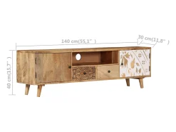 Mueble de TV de madera maciza de mango 140x30x40 cm