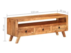 Mueble de TV de madera maciza de acacia 110x30x40 cm