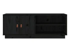 Mueble de TV de madera maciza de pino negro 105x34x40 cm