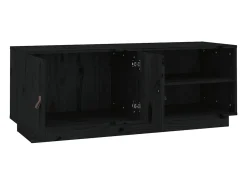 Mueble de TV de madera maciza de pino negro 105x34x40 cm