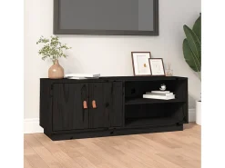 Mueble de TV de madera maciza de pino negro 105x34x40 cm