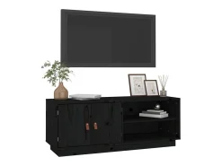 Mueble de TV de madera maciza de pino negro 105x34x40 cm