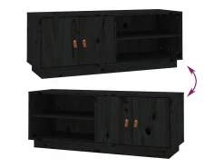 Mueble de TV de madera maciza de pino negro 105x34x40 cm