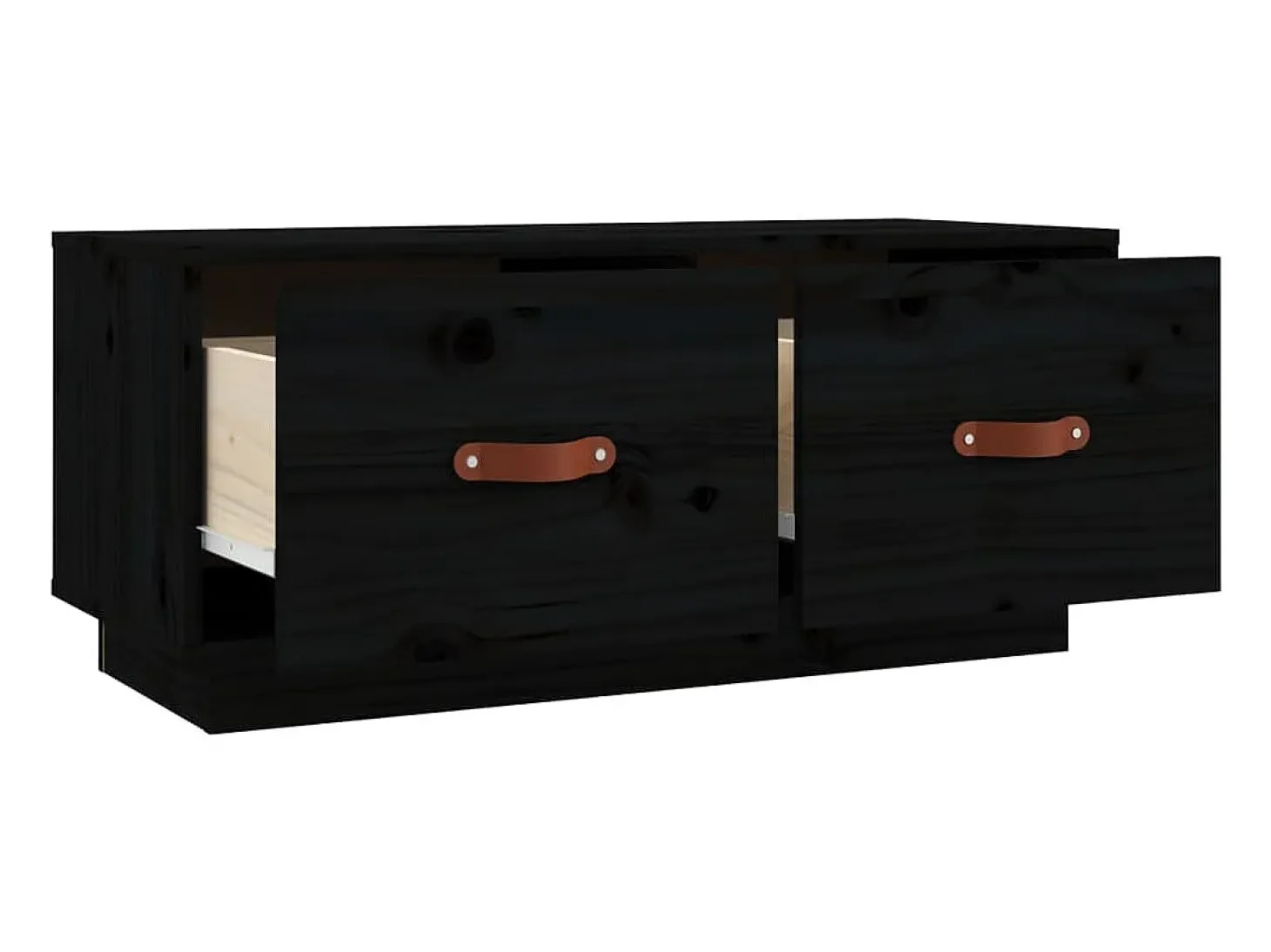 Mueble de TV de madera maciza de pino negro 80x34x35 cm