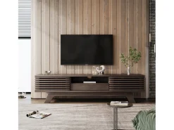Mueble de TV de madera, mueble de TV con un cajón y dos puertas, aparador de TV bajo para salón, 150 x 35 x 44cm