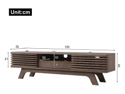 Mueble de TV de madera, mueble de TV con un cajón y dos puertas, aparador de TV bajo para salón, 150 x 35 x 44cm
