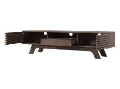 Mueble de TV de madera, mueble de TV con un cajón y dos puertas, aparador de TV bajo para salón, 150 x 35 x 44cm