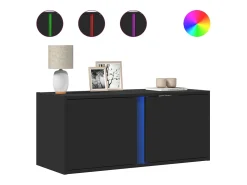 Mueble de TV de pared con luces LED negro 80x31x35 cm