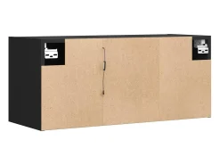 Mueble de TV de pared con luces LED negro 80x31x35 cm