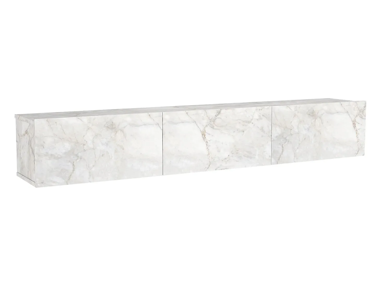 Mueble de TV de pared con 3 puertas - Efecto mármol blanco - VIKILA
