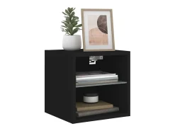 Mueble de TV de pared con luces LED negro 30x28,5x30 cm