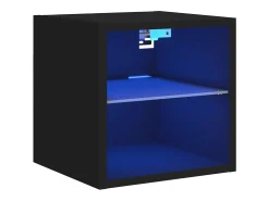 Mueble de TV de pared con luces LED negro 30x28,5x30 cm