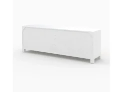 Mueble de TV en concreto blanco roto y madera de acacia 145 cm - Fira