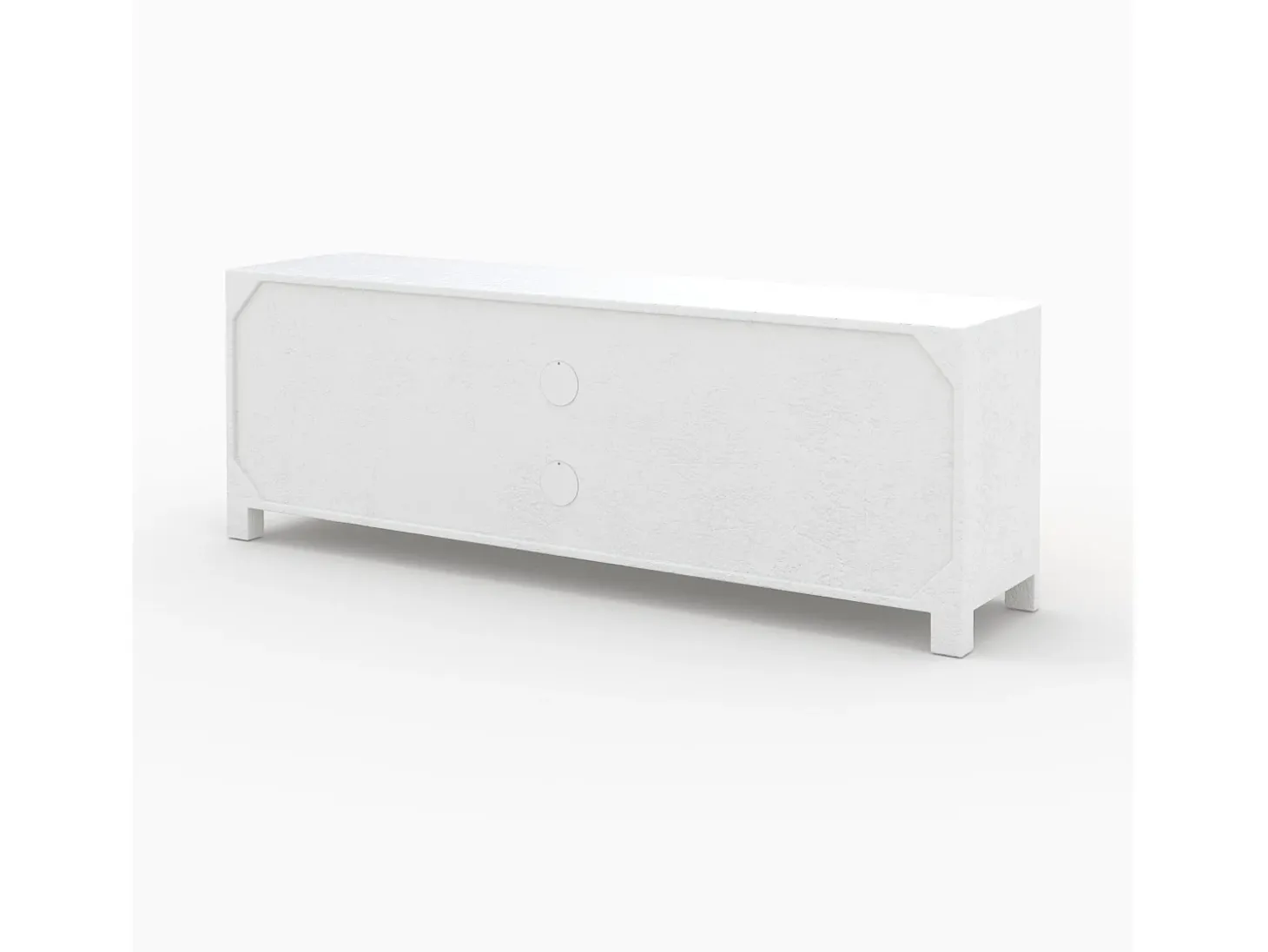Mueble de TV en concreto blanco roto y madera de acacia 145 cm - Fira