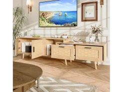 Mueble de TV extensible de 146 a 180 cm, con 2 cajones, 2 puertas y espacio de almacenamiento. Ideal para salón o dormitorio. Fabricado en madera.
