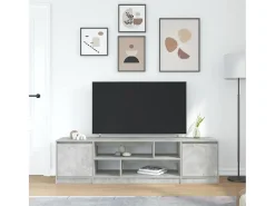 Mueble de TV gris hormigón 188,5x41x50 cm madera de ingeniería
