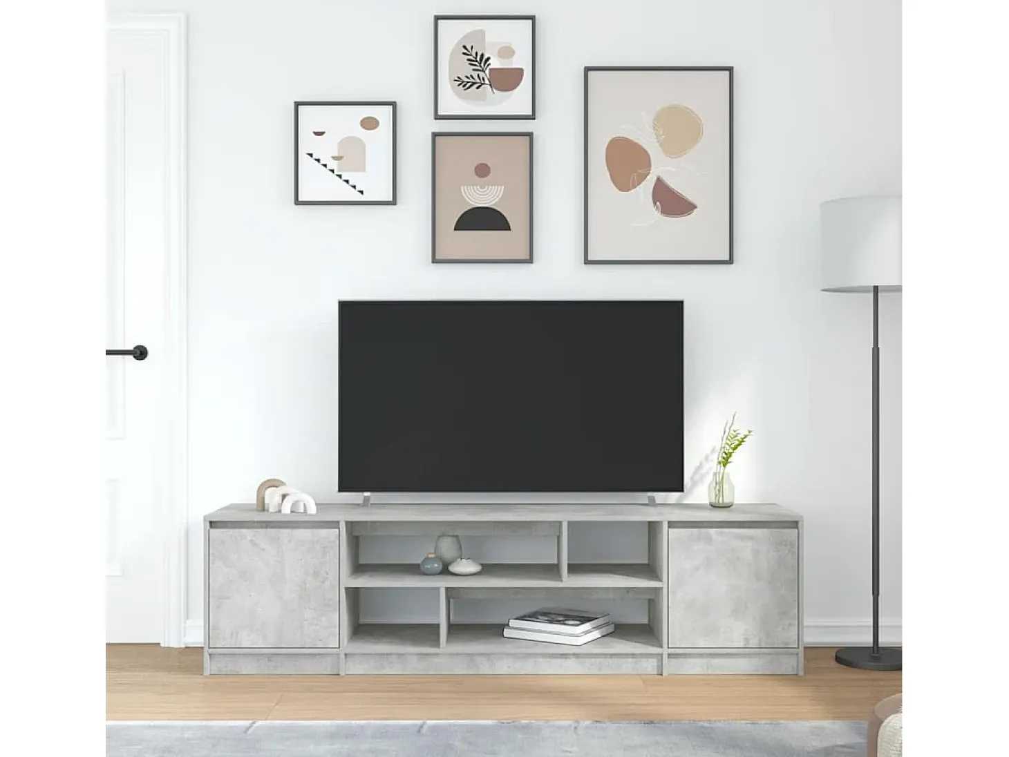 Mueble de TV gris hormigón 188,5x41x50 cm madera de ingeniería
