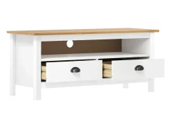 Mueble de TV Hill madera maciza de pino blanco 110x40x47 cm