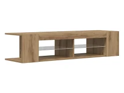 Mueble de TV luces LED madera roble artisan 135x39x30 cm