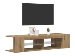 Mueble de TV luces LED madera roble artisan 135x39x30 cm