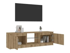Mueble de TV luces LED madera roble artisan 120x30x36 cm