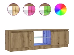 Mueble de TV luces LED madera roble artisan 120x30x36 cm