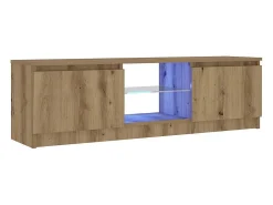 Mueble de TV luces LED madera roble artisan 120x30x36 cm