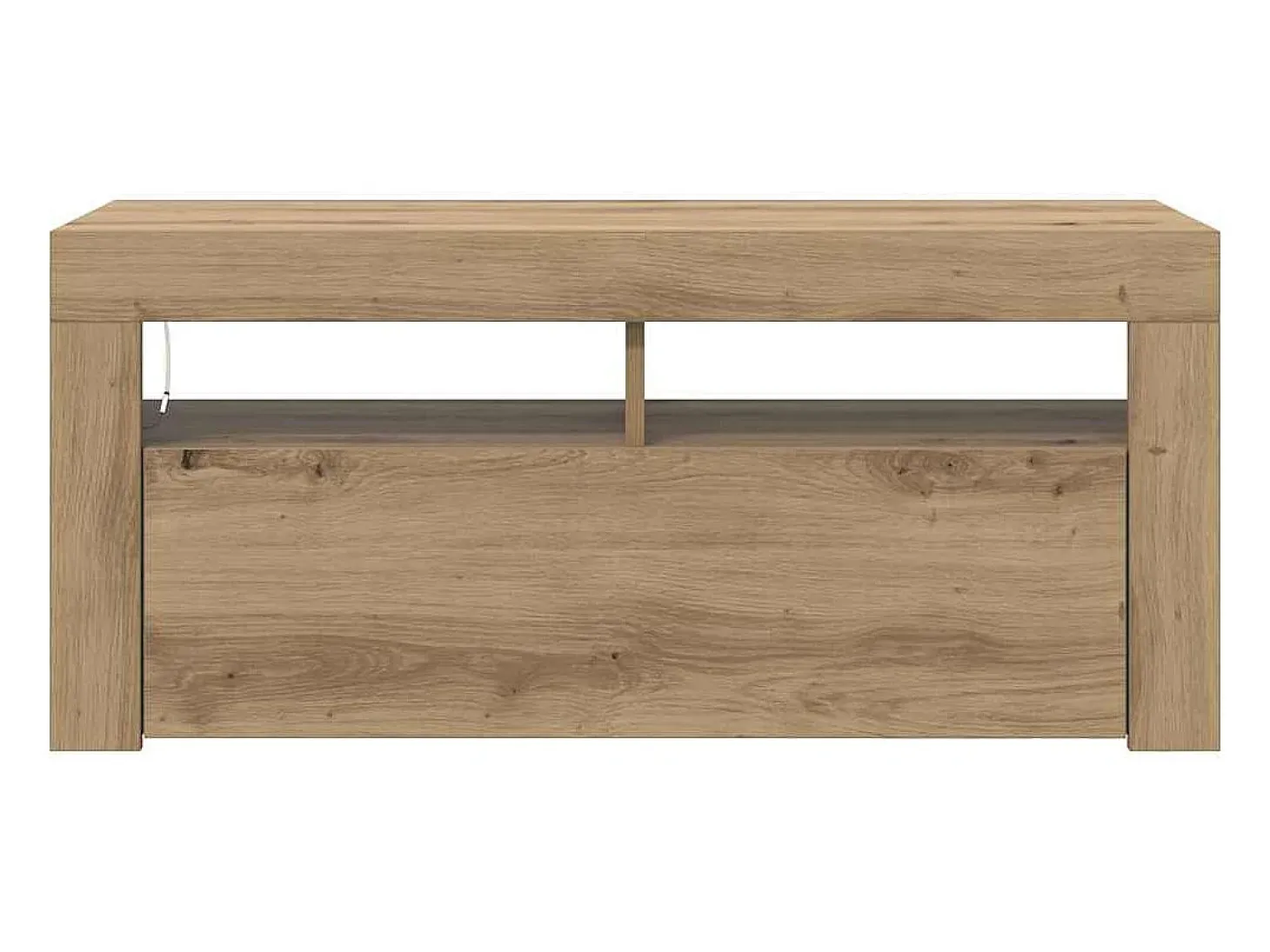 Mueble de TV luces LED madera roble artisan 90x35x40 cm