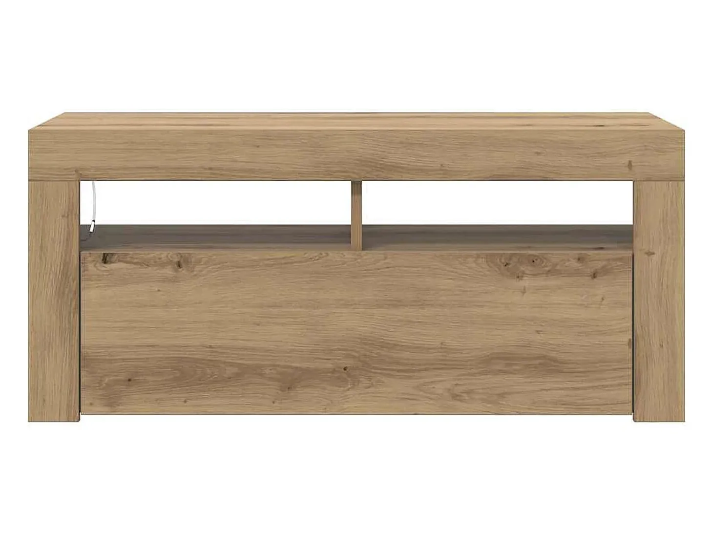 Mueble de TV luces LED madera roble artisan 90x35x40 cm
