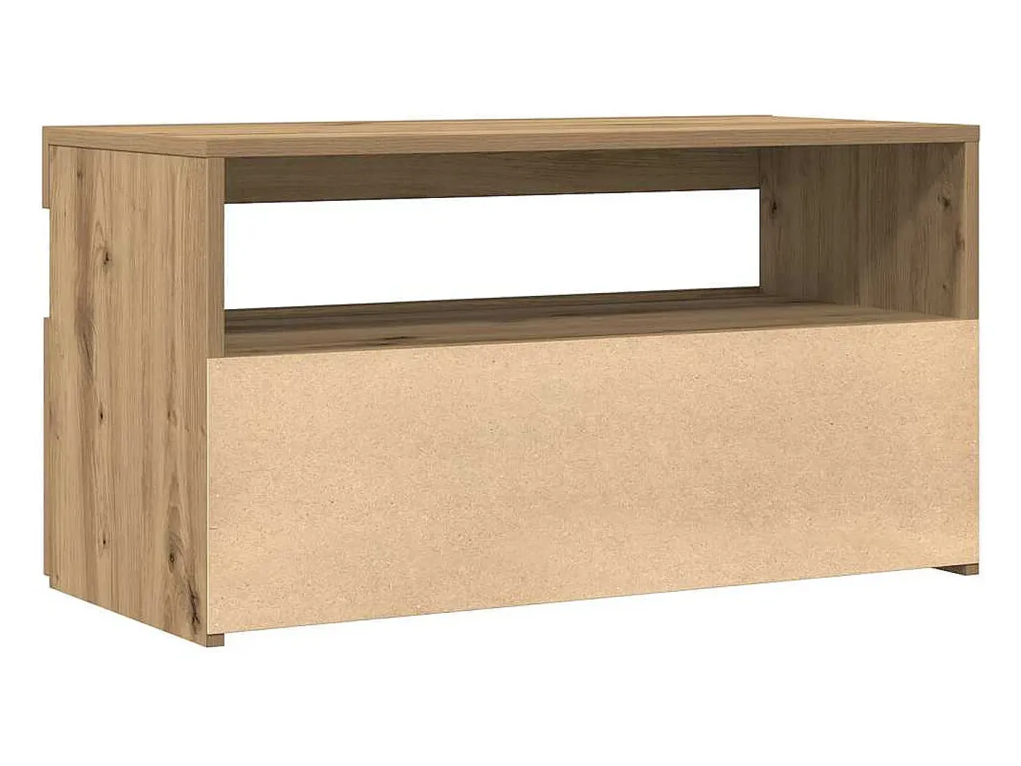 Mueble de TV luces LED madera roble artisan 75x35x40 cm