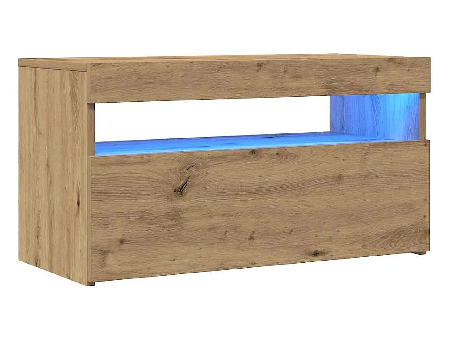 Mueble de TV luces LED madera roble artisan 75x35x40 cm