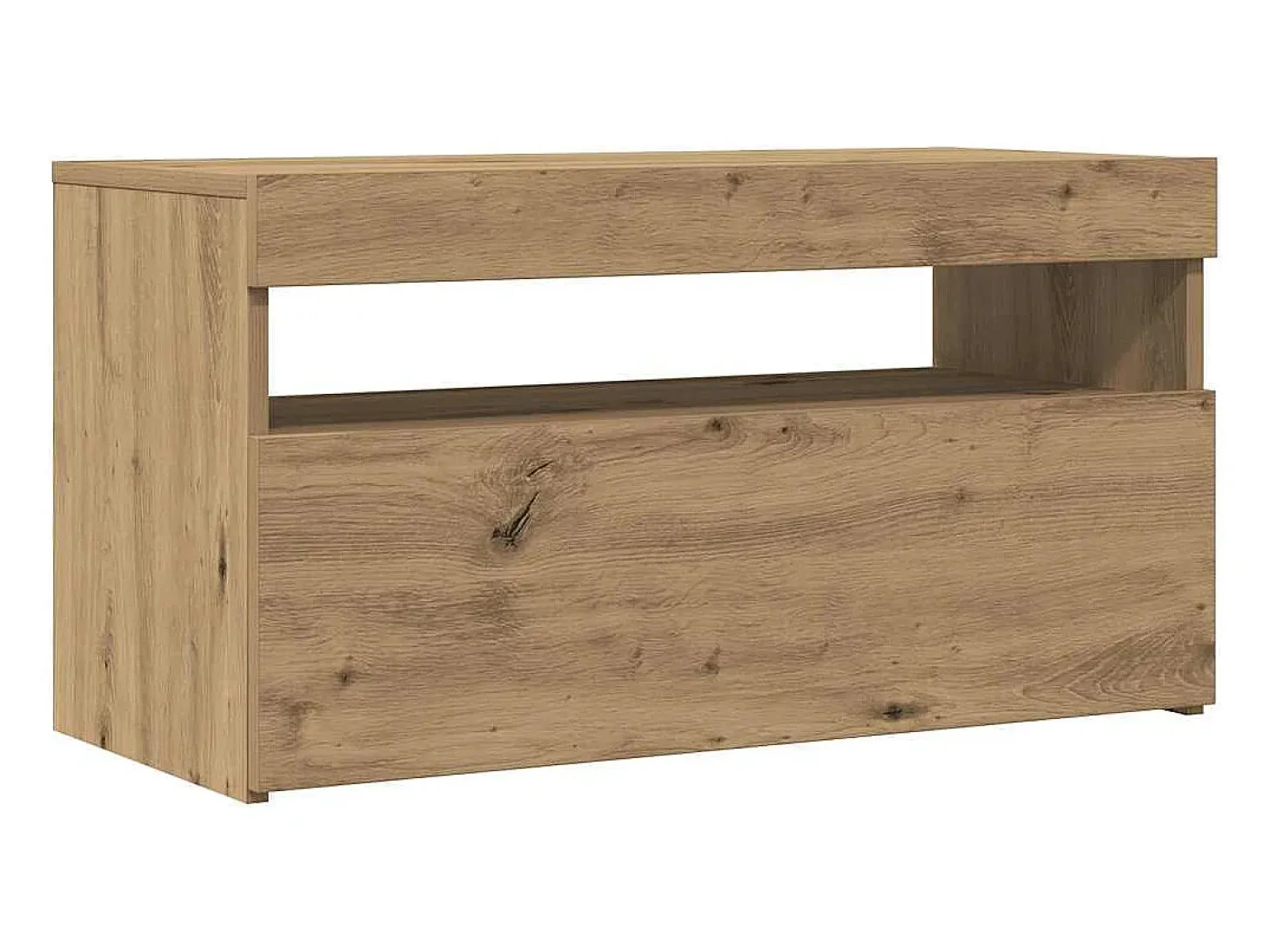 Mueble de TV luces LED madera roble artisan 75x35x40 cm