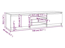 Mueble de TV madera contrachapada gris Sonoma 140x40x35,5 cm