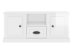 Mueble de TV madera contrachapada blanco brillo 100x35,5x45 cm