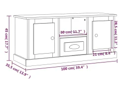 Mueble de TV madera contrachapada blanco brillo 100x35,5x45 cm