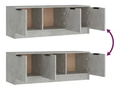 Mueble de TV madera contrachapada gris hormigón 102x35x36,5 cm
