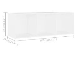 Mueble de TV madera contrachapada blanco 107x35x37 cm
