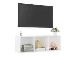 Mueble de TV madera contrachapada blanco 107x35x37 cm