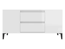 Mueble de TV madera contrachapada blanco brillo 102x44,5x50 cm