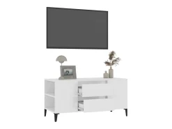 Mueble de TV madera contrachapada blanco brillo 102x44,5x50 cm