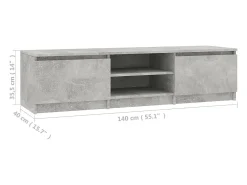 Mueble de TV madera contrachapada gris hormigón 140x40x35,5 cm
