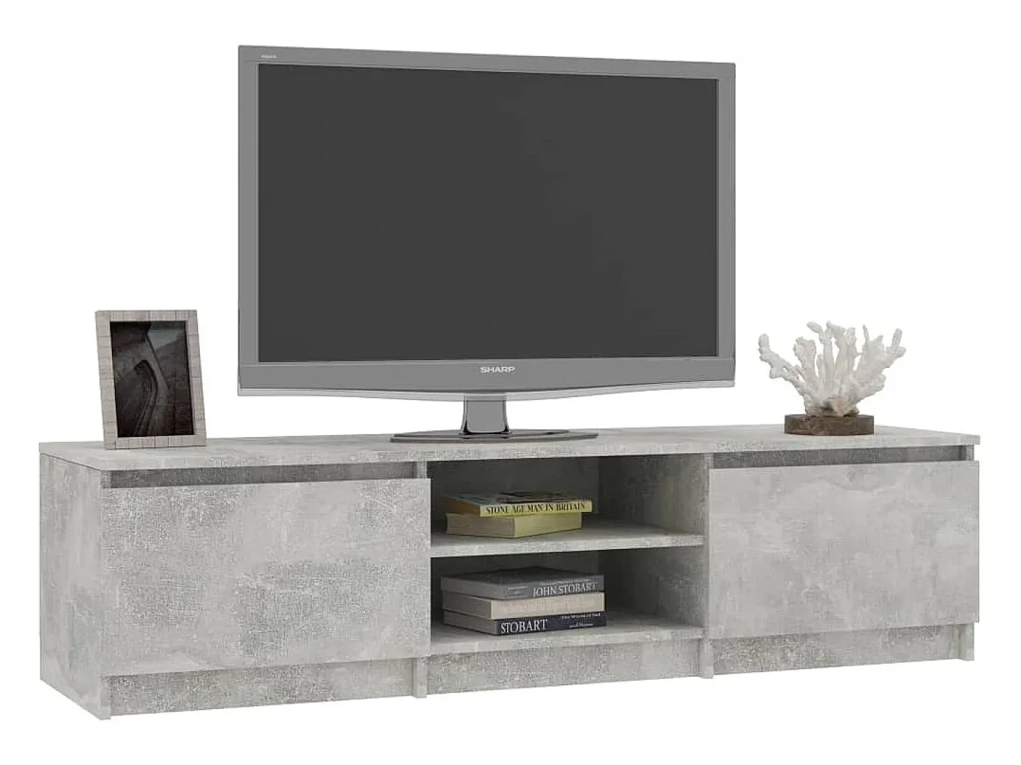Mueble de TV madera contrachapada gris hormigón 140x40x35,5 cm