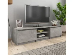 Mueble de TV madera contrachapada gris hormigón 140x40x35,5 cm