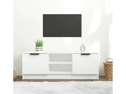 Mueble de TV madera contrachapada blanco 102x35x36,5 cm