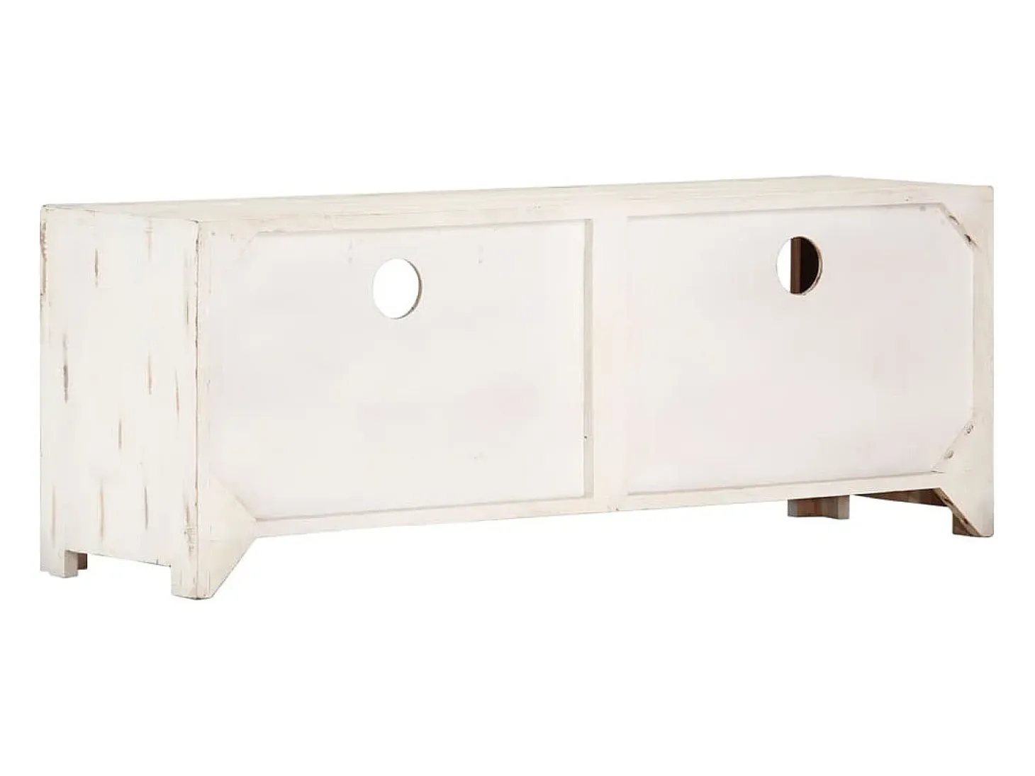 Mueble de TV madera de acacia maciza blanco 110x30x40 cm